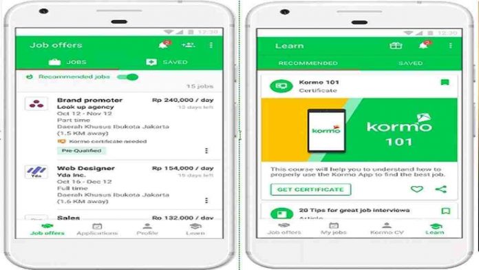 Aplikasi Kormo pencari kerja