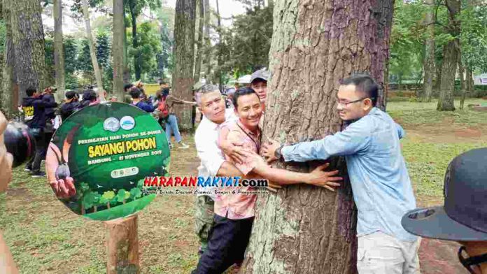 peluk pohon Hari Pohon Sedunia