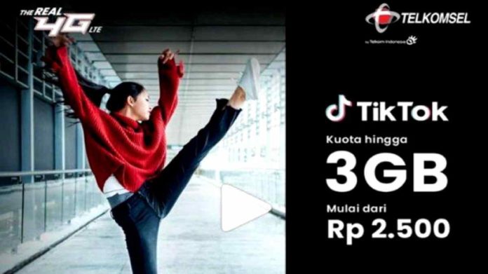 Paket internet khusus TikTok dari Telkomsel, berikut ini daftar harganya. Foto: Net/Ist.