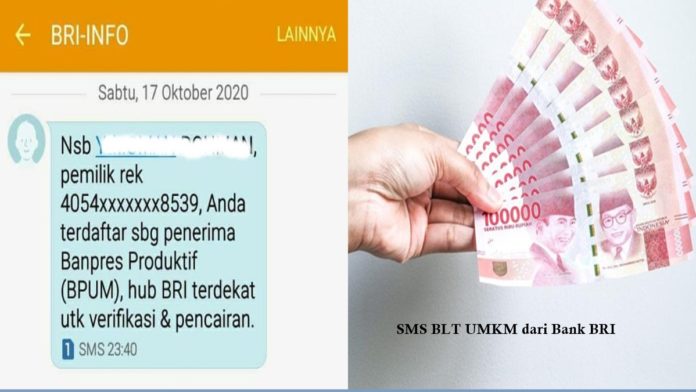 SMS BLT UMKM dari Bank BRI