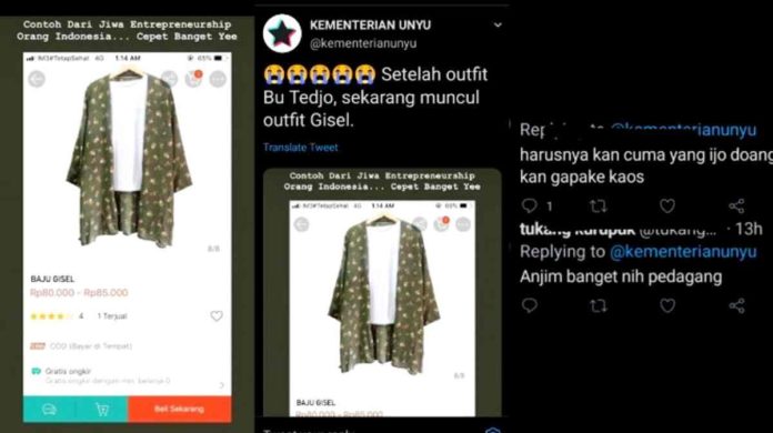 Baju kimono mirip Gisel dalam video syur kini terlihat dijual salah satu toko online terkemuka di Indonesia. Foto: Net/Ist.