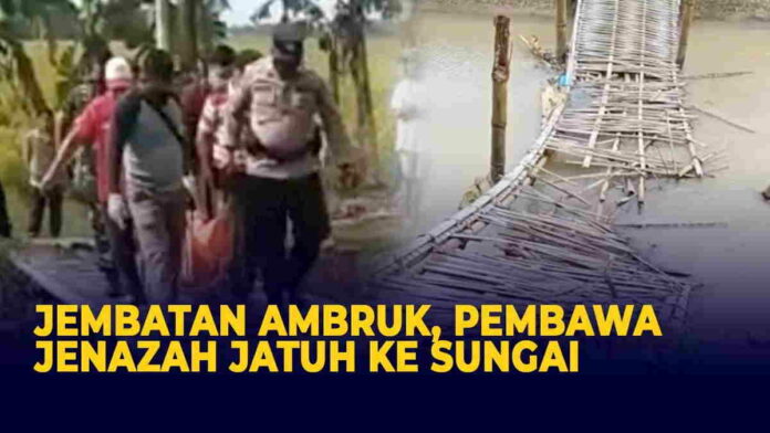 Viral Jembatan Ambruk Saat Petugas dan Warga Evakuasi Jenazah