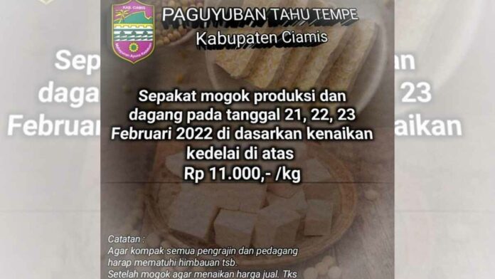 Harga Kedelai Tidak Turun, Perajin Tahu Ciamis Akan Ikut Mogok Produksi