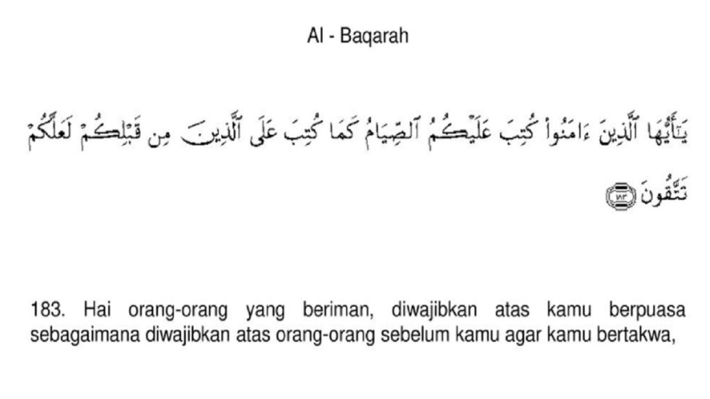 Kandungan Surat Al Baqarah Ayat 183, Kewajiban Menjalankan Puasa