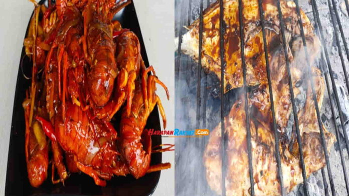 Lobster Merah dan Ikan Tongkol Bakar
