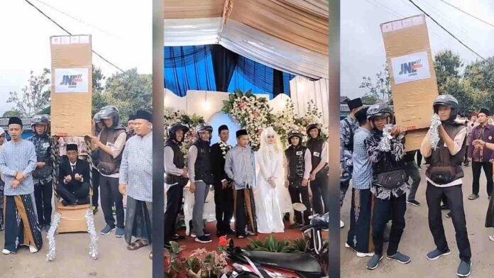 Viral Konsep Pernikahan COD, Mempelai Pria Dibawa Bak Paket Dalam Kardus