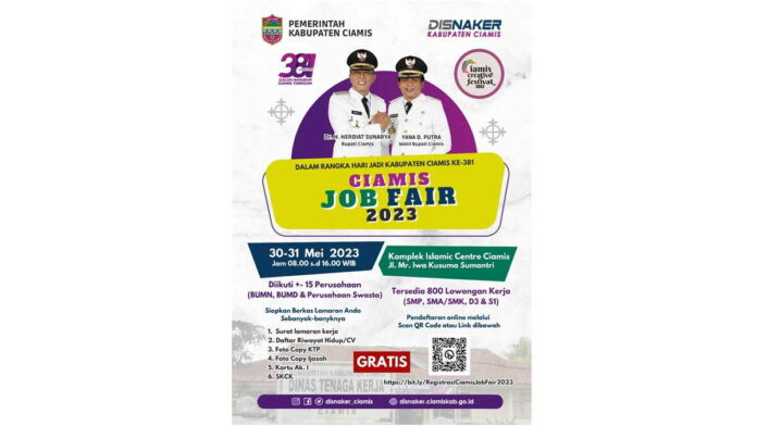 Disnaker Ciamis Gelar Job Fair 30-31 Mei 2023, 1.251 Lowongan Pekerjaan Menanti