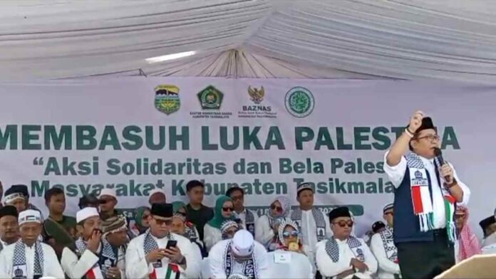 Saat Orasi Bela Palestina, Bupati Tasikmalaya Keceplosan Sebut Harus Bantu Israel