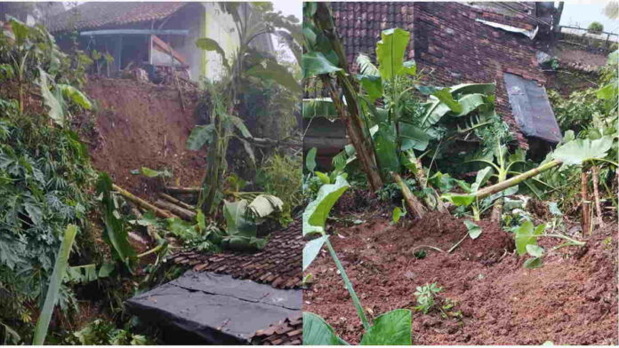 Longsor di Desa Gardujaya Ciamis, 2 Rumah Terancam Tertimbun Tanah