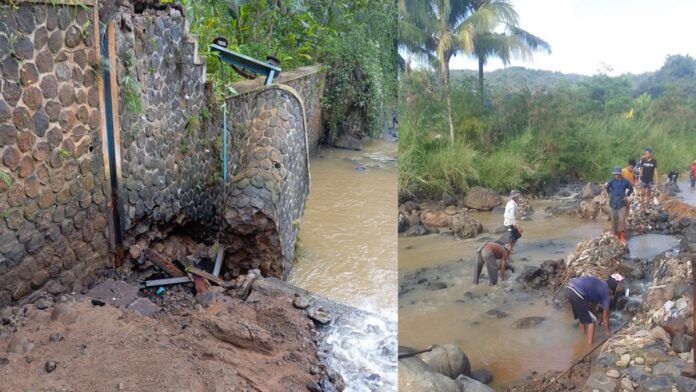 Bendungan Batu Kurut di Panawangan Ciamis Ambruk