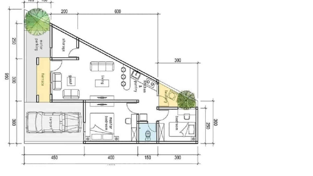 Desain Rumah Lahan Segitiga