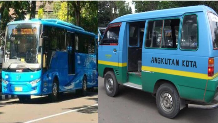 kolase angkot dan BRT di Kota Bandung