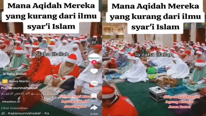 Viral Jemaah Pengajian Pakai Ciput Merah Putih di Masjid Agung Ciamis