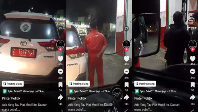 Viral Mobil Plat Merah Isi Pertalite di SPBU Manonjaya Tasikmalaya