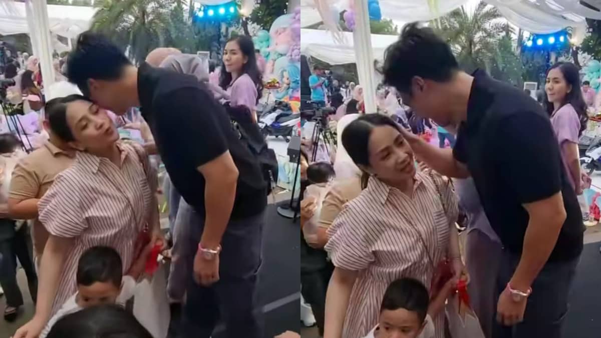 Baim Wong Usap Kepala Nagita Saat Bertemu di Acara Ulang Tahun Anak Atta dan Aurel