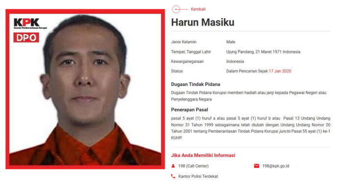KPK Tidak Tahu Keberadaan Harun Masiku