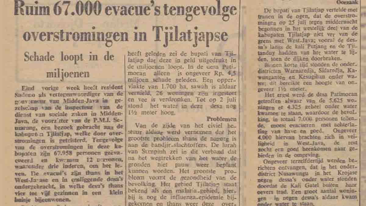 Sejarah Banjir Cilacap Akibat Citanduy Jebol Tahun 1957, Wilayah Kalipucang Pangandaran Terdampak 