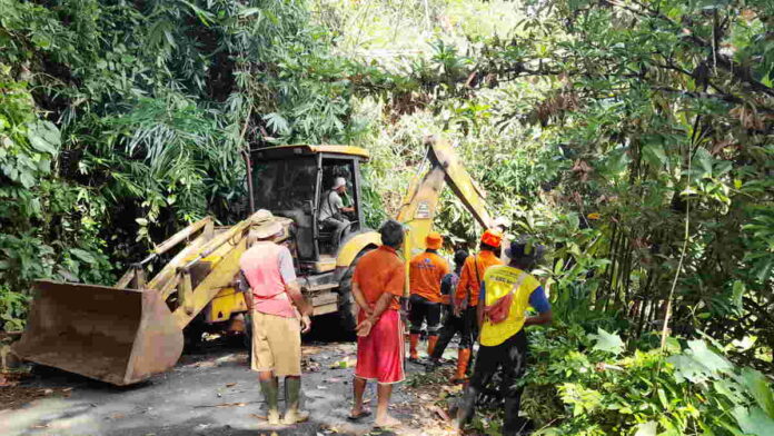 Tertutup Pohon Tumbang dan Material Tanah